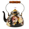 MacKenzie-Childs Wild Rose Brown 3-Quart Tea Kettle