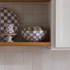 MacKenzie-Childs Violet Check Extra Large Everyday Bowl