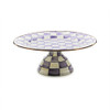 MacKenzie-Childs Violet Check Large Pedestal Platter