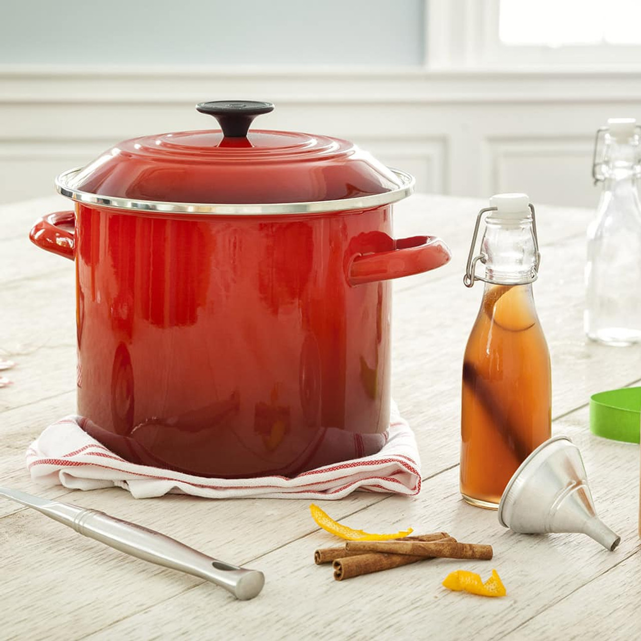 Le Creuset Enamel-on-Steel 8-Quart Covered Stockpot, Cerise (Cherry Red)