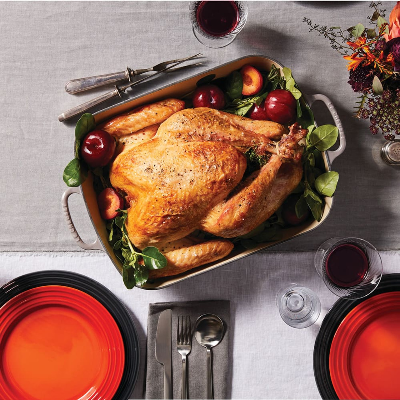 Le Creuset Flame Enameled Cast Iron Large Roaster, 5.25 Quart