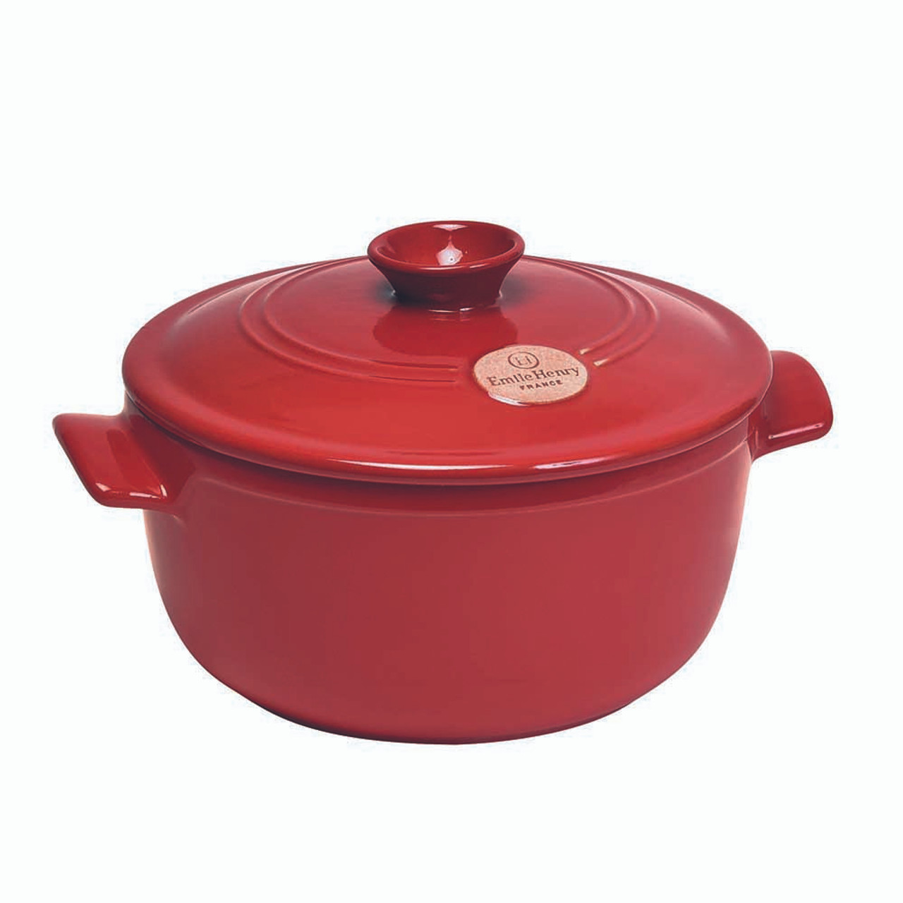 Emile Henry Flame Round Stewpot Dutch Oven, 4.2 Quart, Burgundy