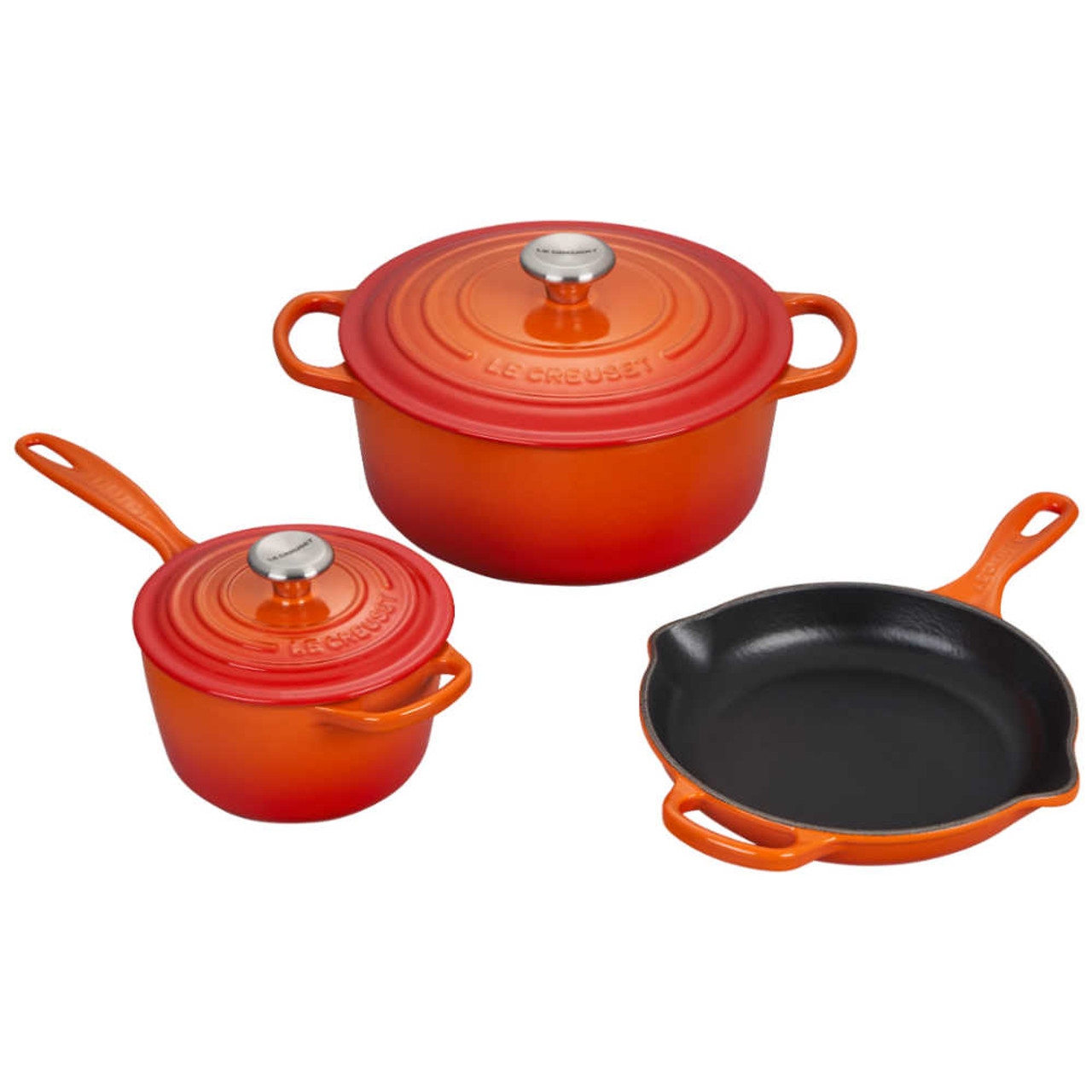 Le Creuset 5-Piece Signature Cast Iron Set in Flame