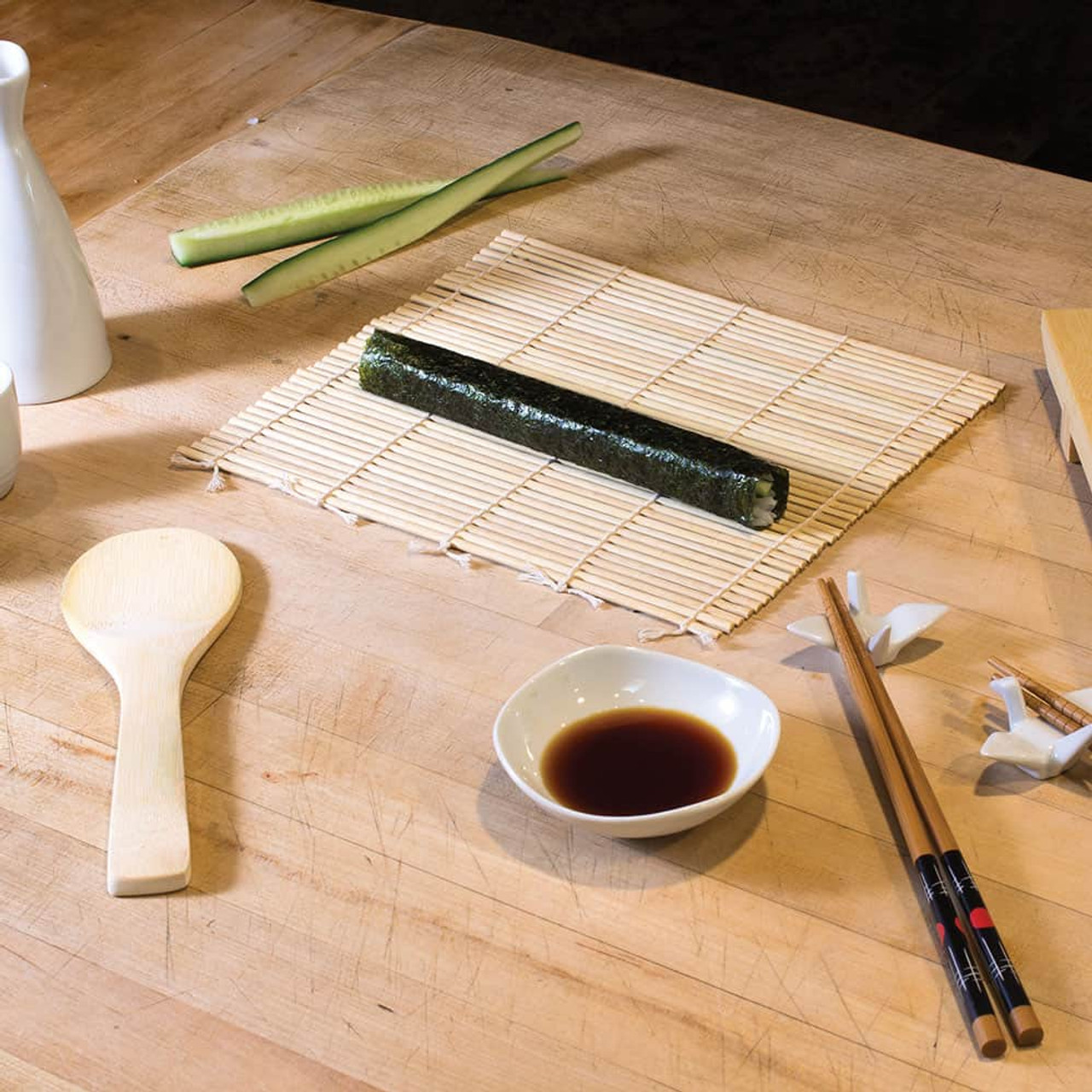 Helen's Asian Kitchen Sushi Mat with Bamboo Paddle