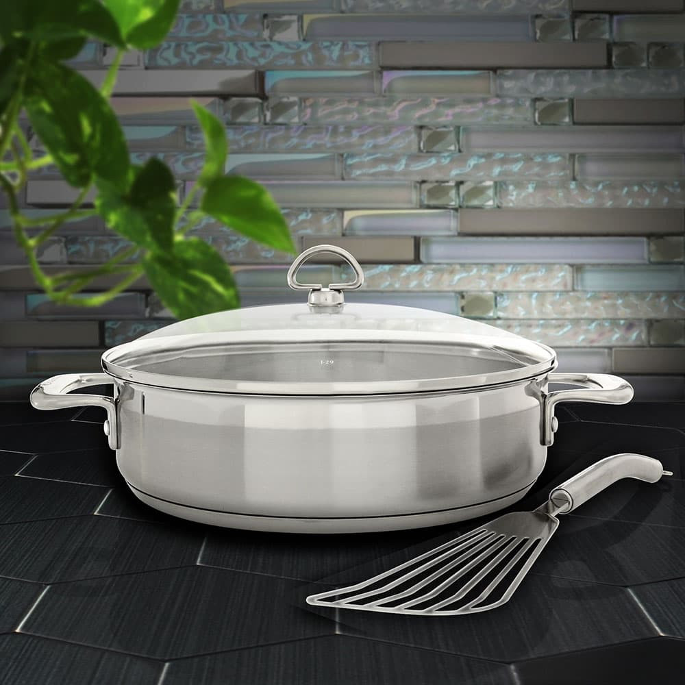 Chantal Induction 21 Steel Sauteuse with Lid - Thumbnail 2