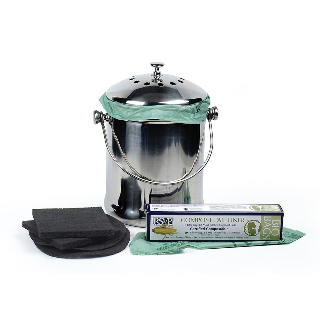 RSVP Stainless Compost Pail, 1 gal