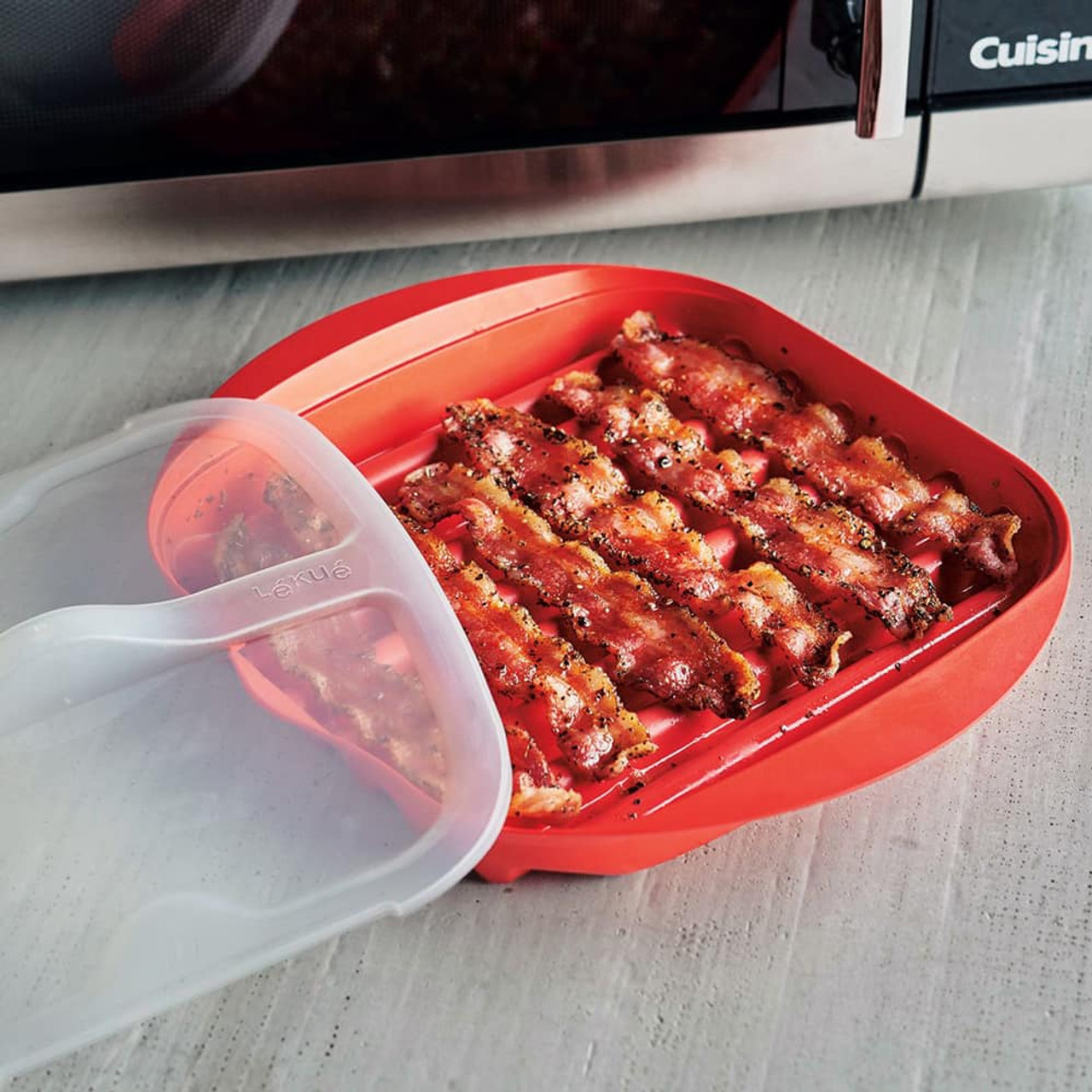 Microwave Bacon Tray with Splatter Lid, Safety, Quick and with No Mess