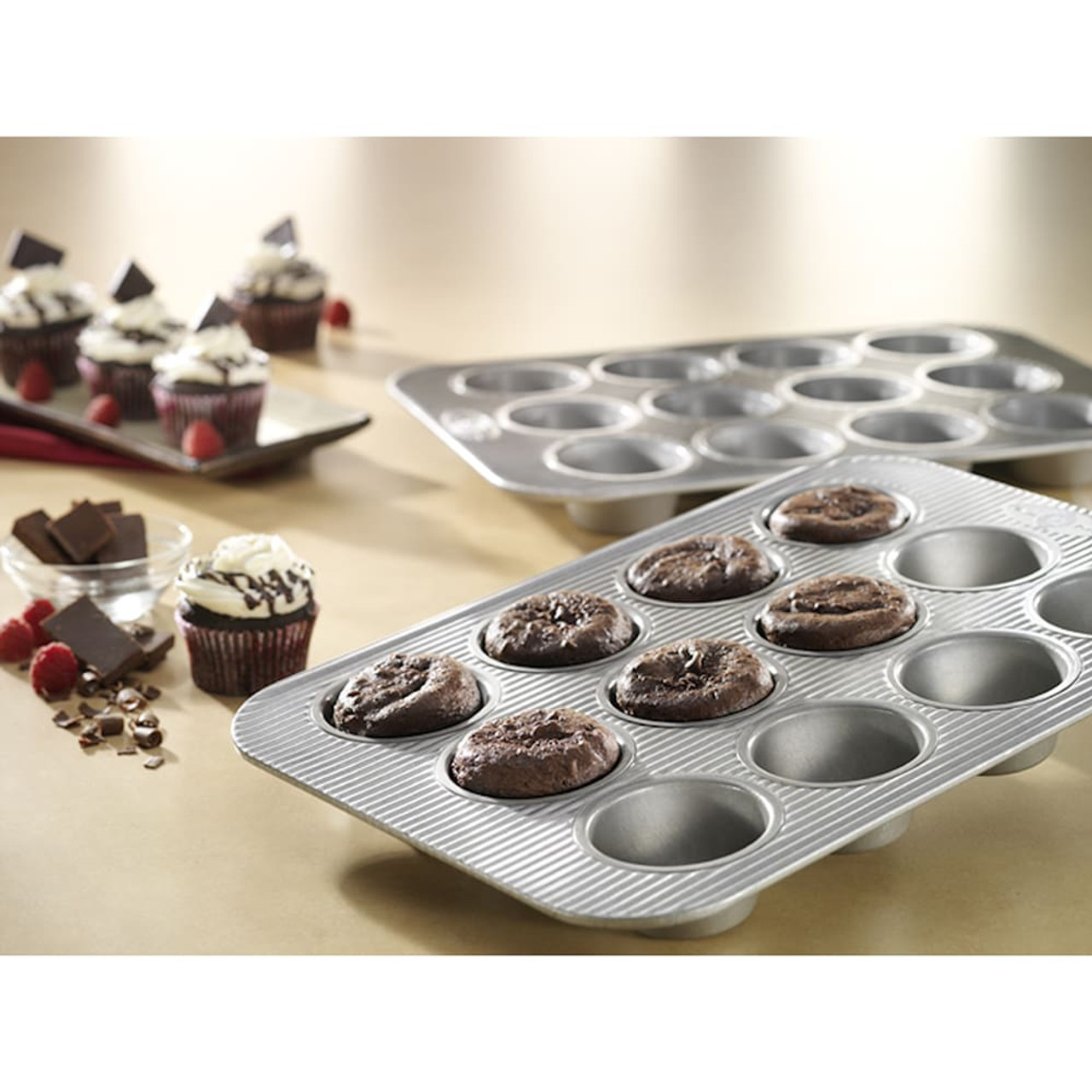 Usa Pan 12 Cup Muffin Tin In Pewter