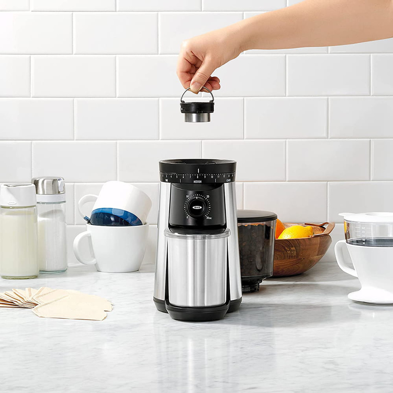  OXO Brew Conical Burr Coffee Grinder with Scale : Home & Kitchen