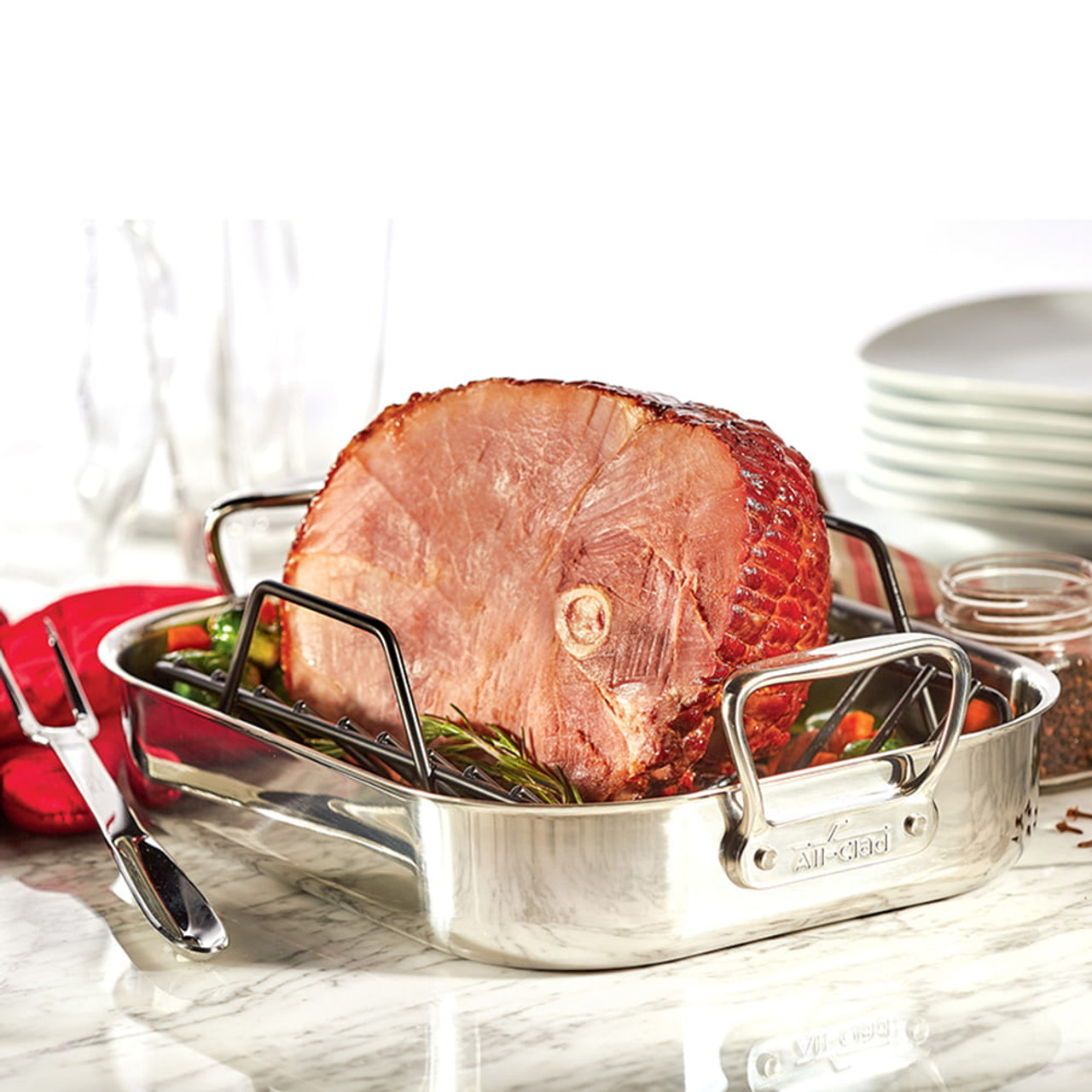 All Clad Stainless-Steel Covered Oval Roasting Pan