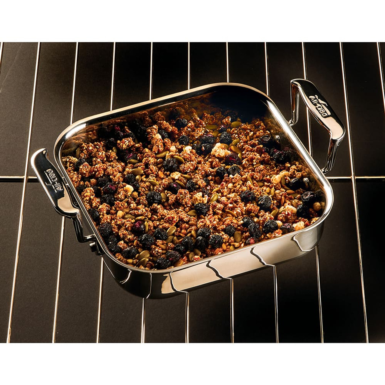 All-Clad Stainless Steel Rectangular Lasagna Pan with Lid, Black