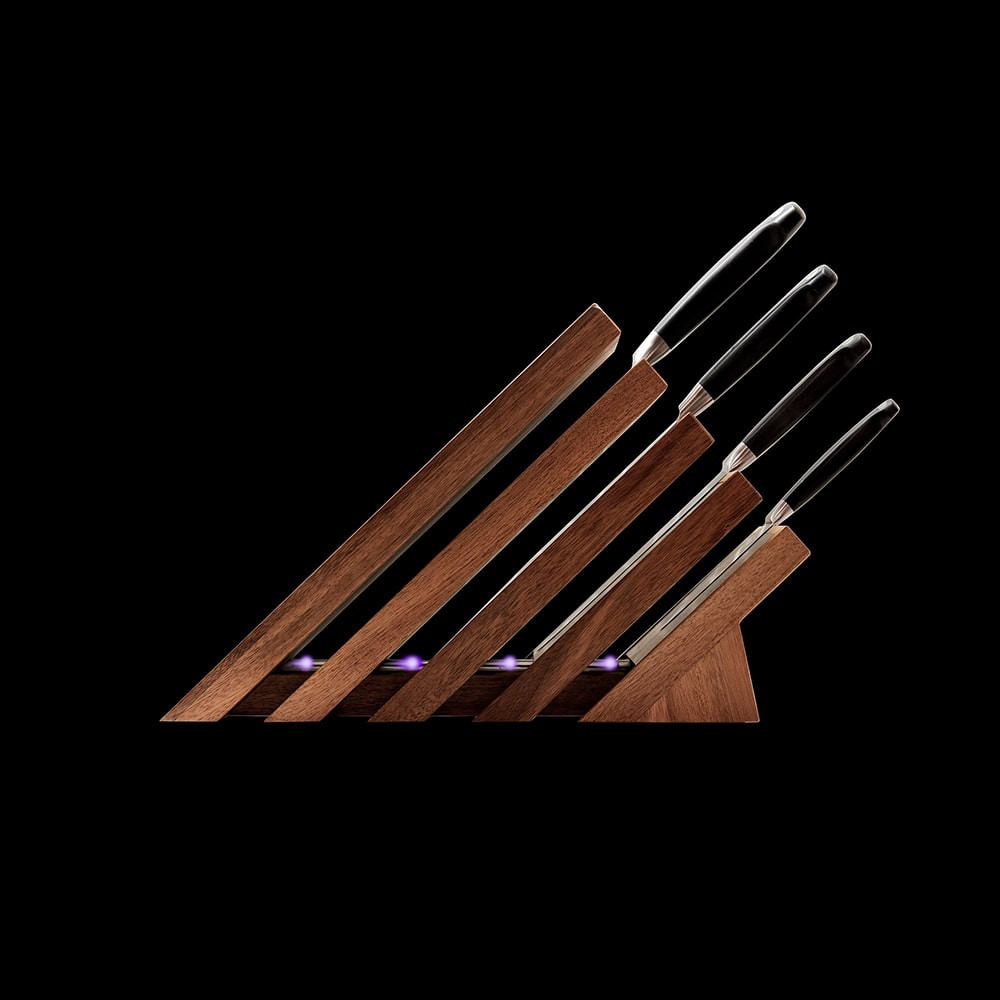 Messermeister Next Level Magnetic Knife Block, Acacia - Modern & Ventilated - Holds 16 Knives or Steels & Scissors - 12"w x 9"h x 5"d - Thumbnail 5