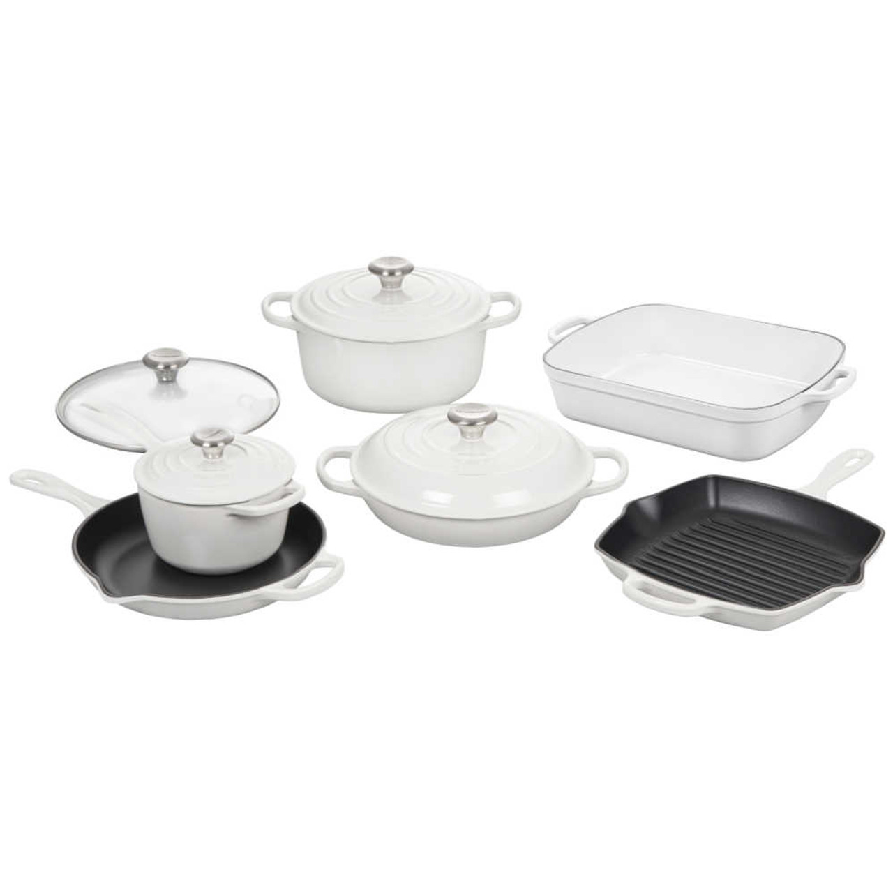 Le Creuset 10-Pc Cookware Set in White