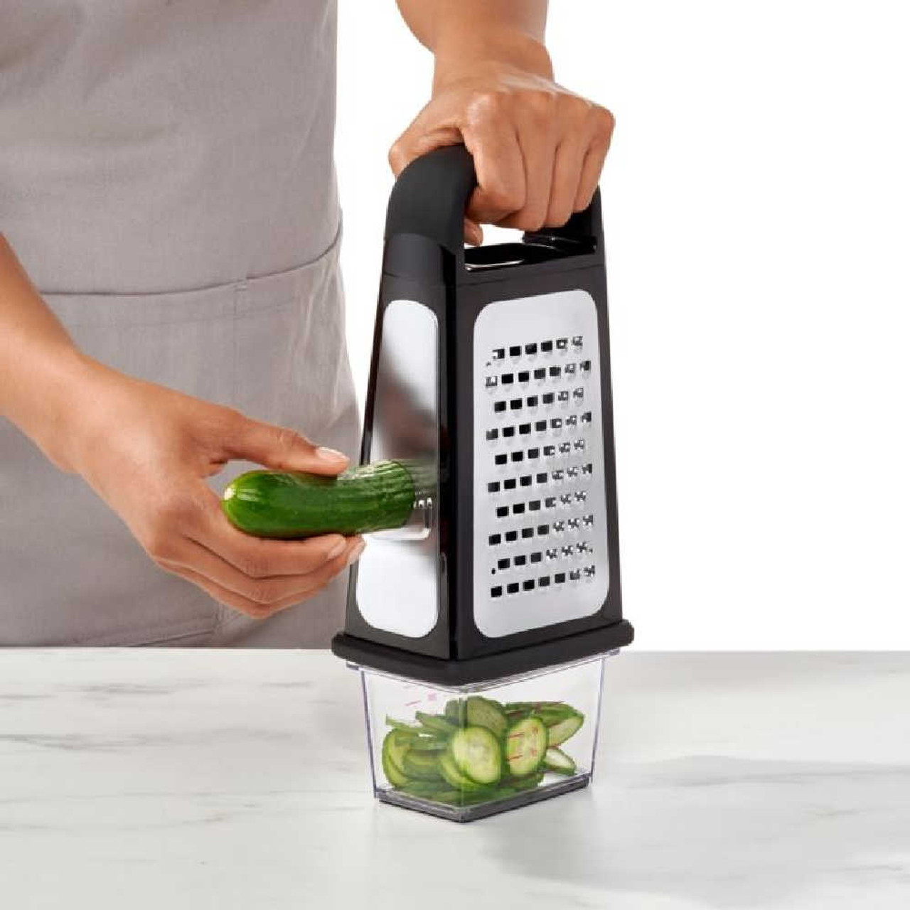 OXO Etched Box Grater with Removable Zester