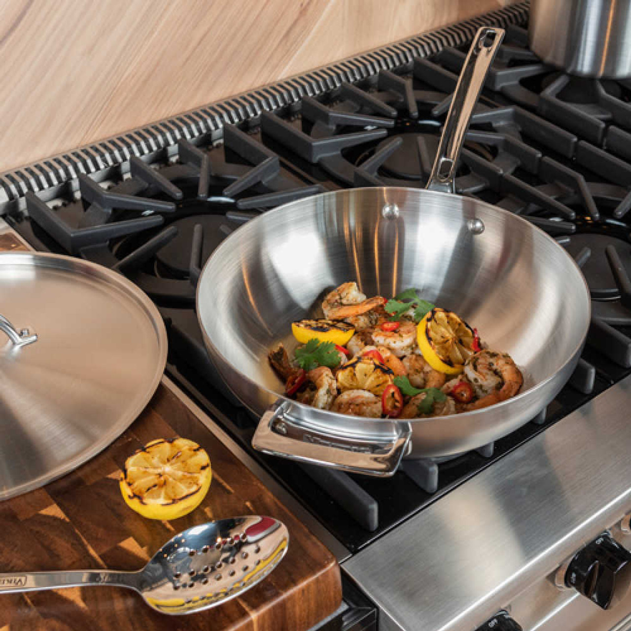 All-Clad 12 Stainless Steel Chef Pan Wok *Will Work on Induction Range  Stovetop