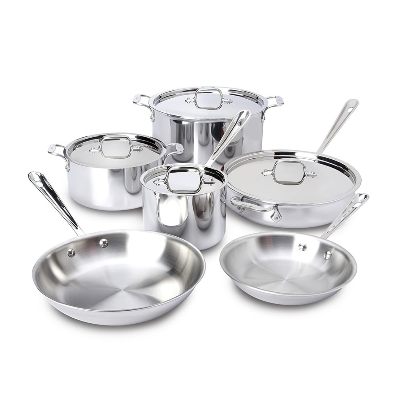 Made In Cookware - 10 Piece Stainless Steel Pot and Pan Set - 5 Ply Clad -  Includes Stainless Steel Frying Pans, Saucepans, Saucier and Stock Pot