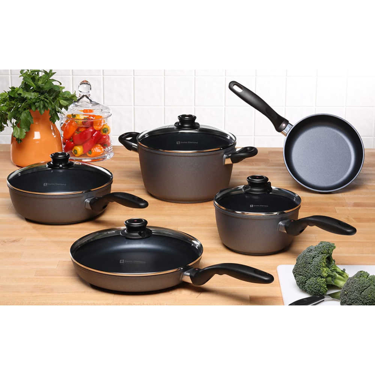 Swiss Diamond HD Nonstick 6-Piece Set - Fry Pans, Sauce Pan