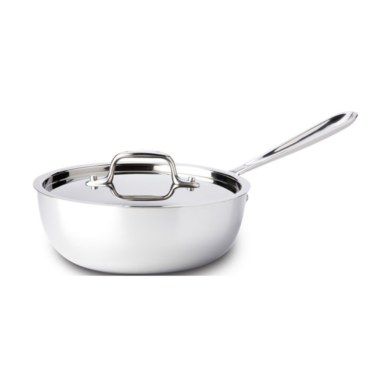 ALL-CLAD D3 STAINLESS STEEL OPEN SAUCIER WITH WHISK, 2 QT. - Leo Edit