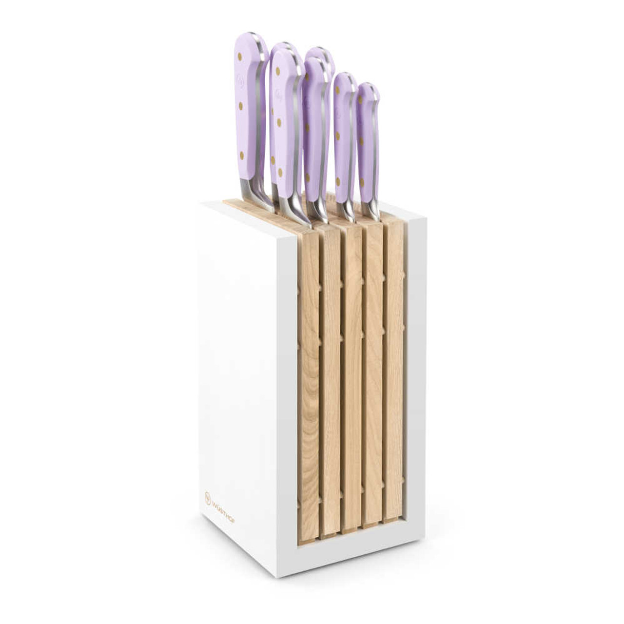 Pink and Gold Knife Set with Magnetic Knife Block