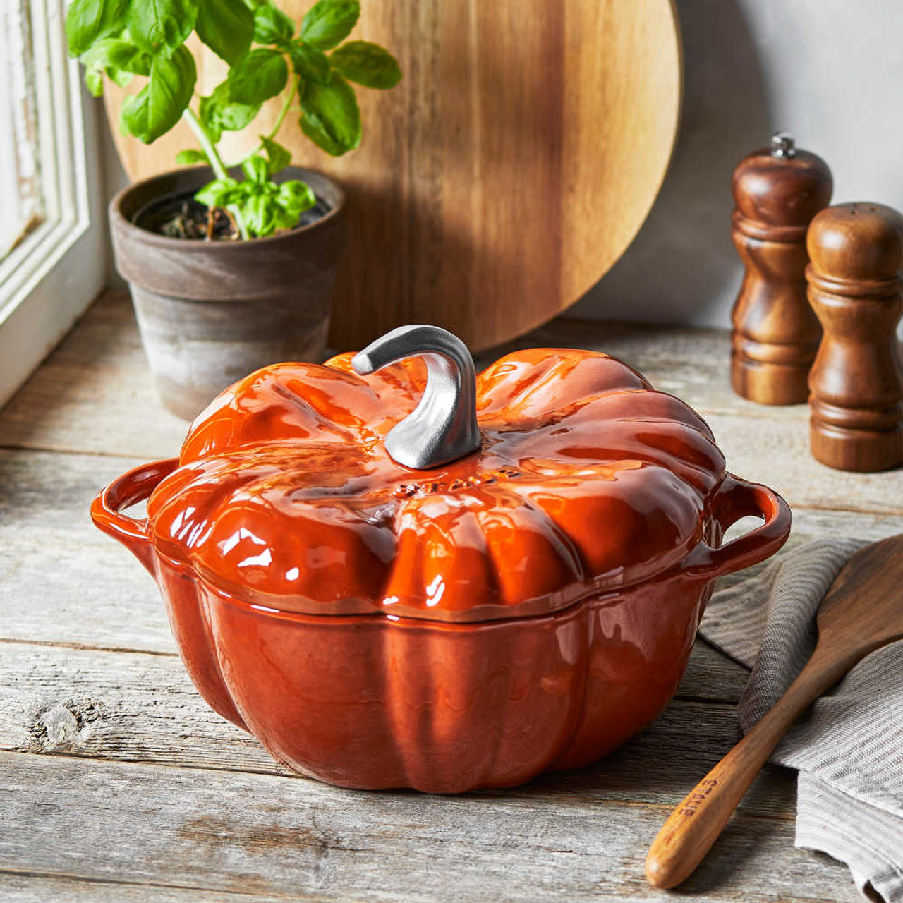 Staub Enameled Cast Iron 4 Quart Round Cocotte in Burnt Orange