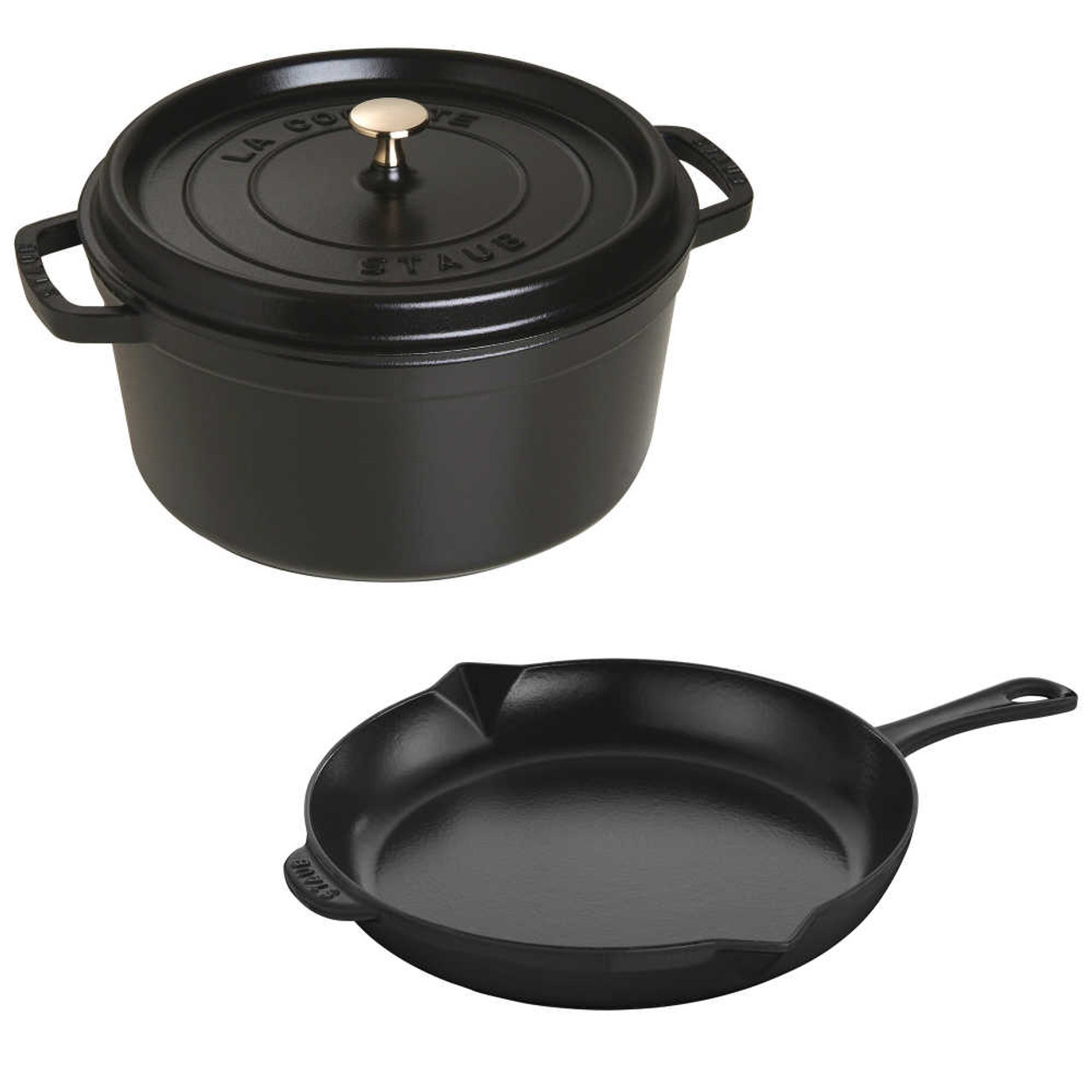 https://cdn11.bigcommerce.com/s-hccytny0od/images/stencil/1280x1280/products/5784/25643/Staub_Cast_Iron_Cocotte_and_Fry_Pan_Set_Matte_Black__58709.1696526599.jpg?c=2?imbypass=on