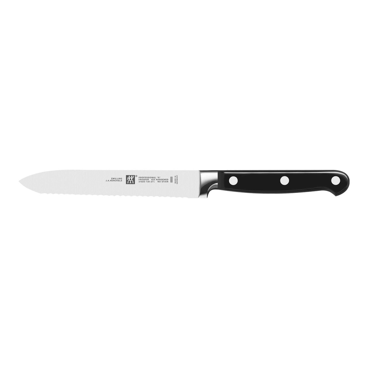 4 Inch Serrated Blade paring knife, Grey handle. 