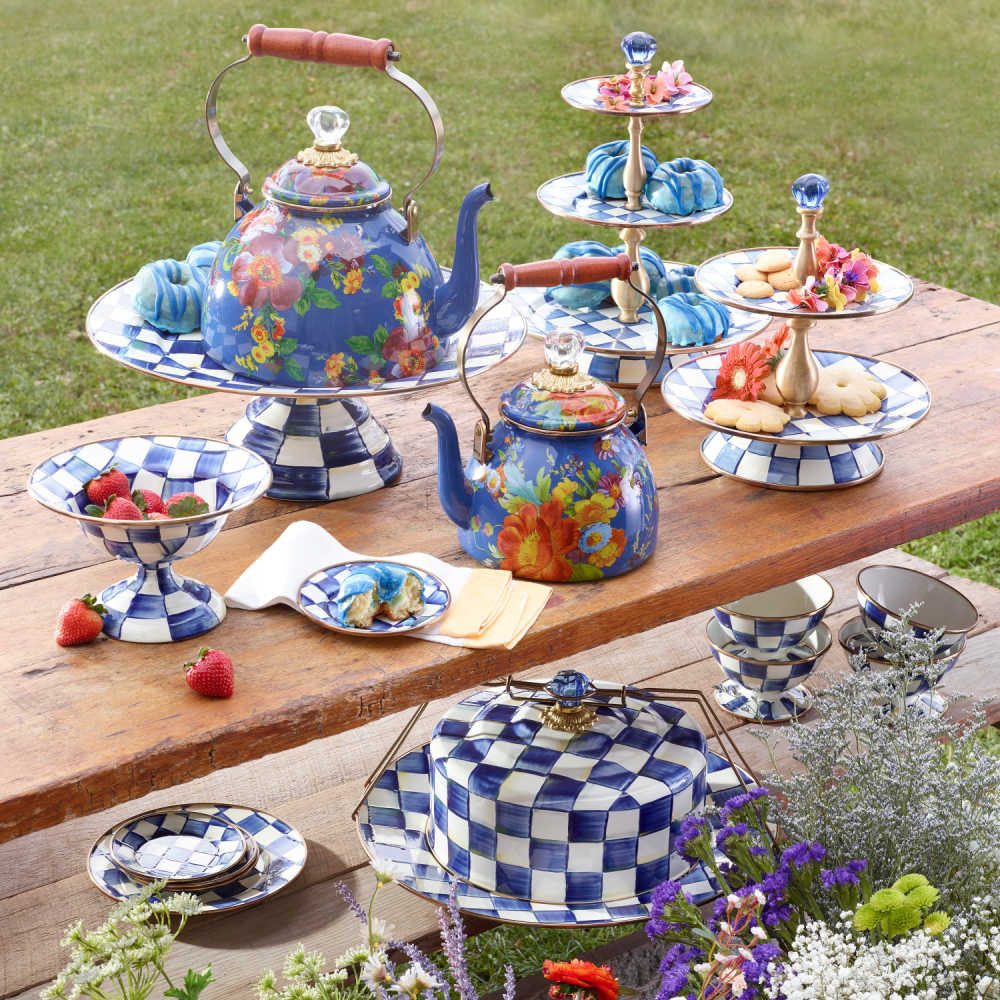 MacKenzie-Childs Royal Check Pedestal Platter - Thumbnail 2