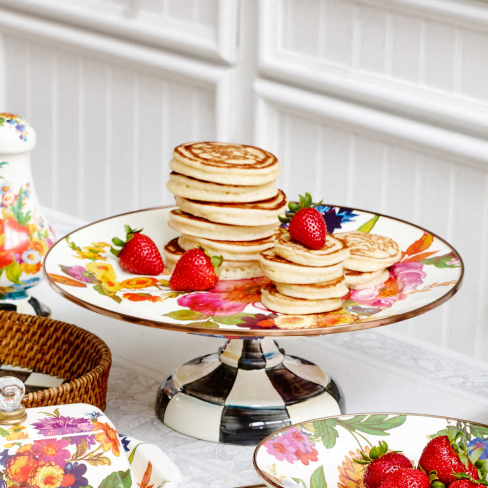 MacKenzie-Childs White Flower Market Mini Pedestal Platter