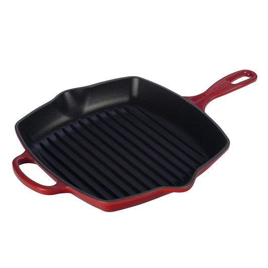 Le Creuset Signature 10.25 Cast Iron Square Skillet Grill - Cerise