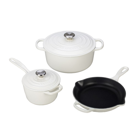 Le Creuset 5-Piece Cast Iron Cookware Set in White