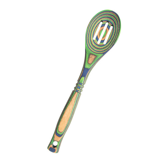 Island Bamboo Slotted Spoon in Peacock
