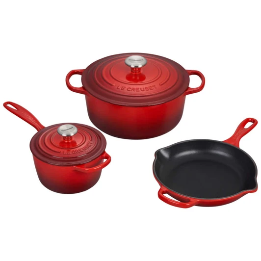 Le Creuset 5-Piece Cast Iron Cookware Set in Cerise