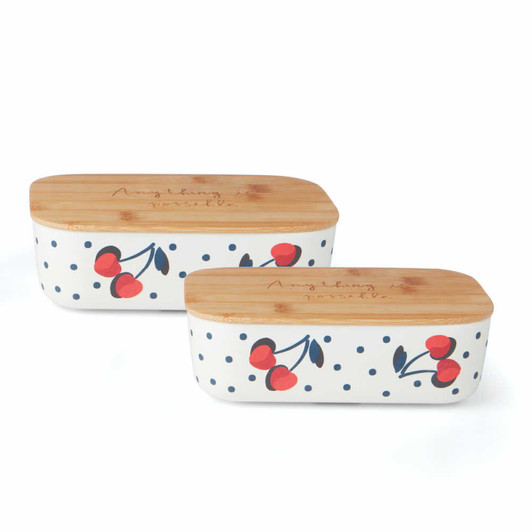 Kate Spade Vintage Cherry Dot Round Lunch Containers