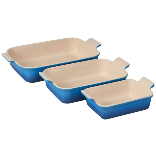Le Creuset Heritage 3-Piece Rectangular Baking Dish Set in Artichaut
