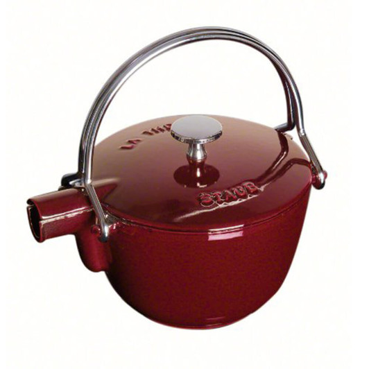 Staub Cast Iron Round Tea Kettle in Grenadine Red