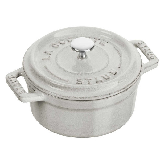 Staub Cast Iron Mini Round Cocotte in White Truffle