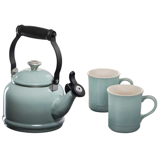 Le Creuset Demi Kettle and Mugs Set in Sea Salt
