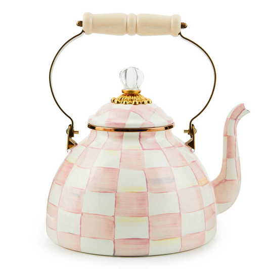 MacKenzie-Childs Rosy Check 3-Quart Tea Kettle
