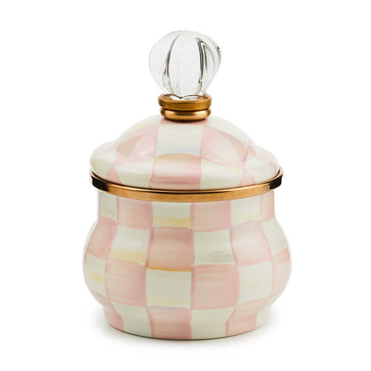 MacKenzie-Childs Rosy Check Lidded Sugar Bowl
