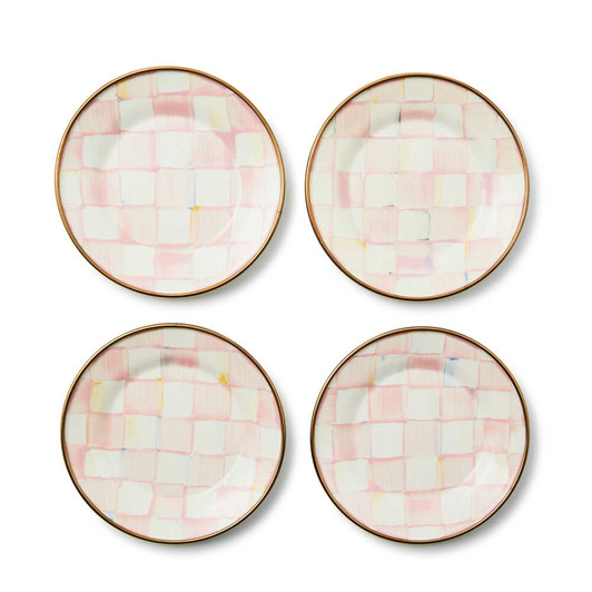 MacKenzie-Childs Rosy Check Set of Four Appetizer Plates