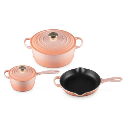 Le Creuset 5-Piece Cast Iron Cookware Set in Pêche
