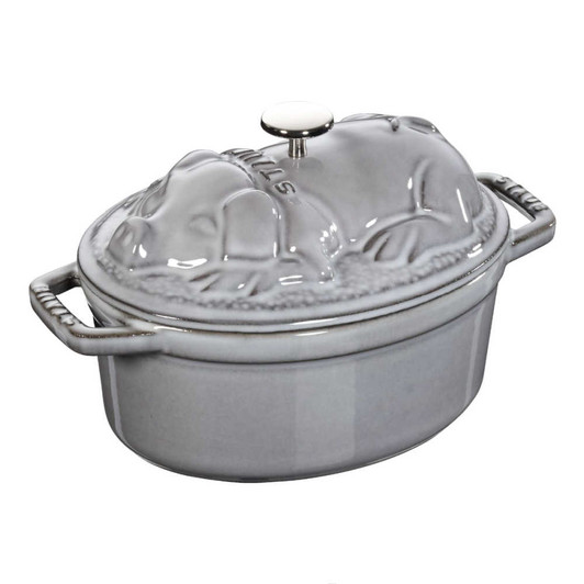 Staub Cast Iron Pig Cocotte in Graphite Grey
