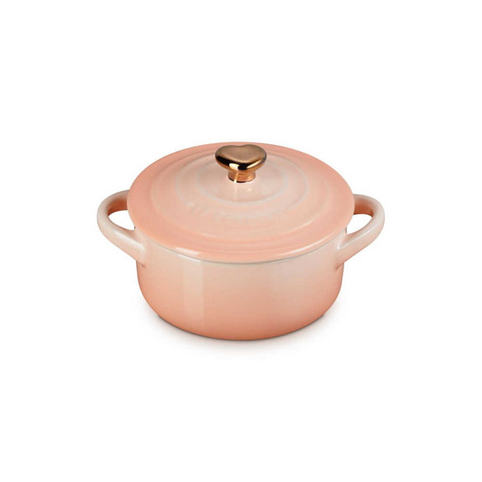 Le Creuset Mini Round Cocotte With Heart Knob in Pêche