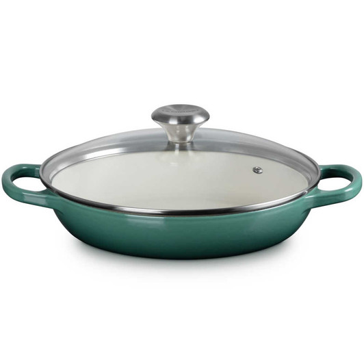 Le Creuset Cast Iron Braiser in Artichaut With Glass Lid