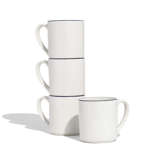 Made In Coffee Mugs With Navy Rims