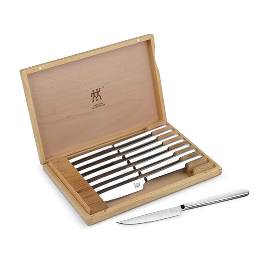 Zwilling 8-Piece Stainless Steel Steak Knife Set and Wood Presentation Case 