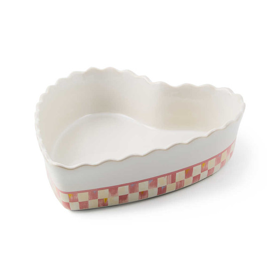 MacKenzie-Childs Rosy Check Everyday Large Heart Baker