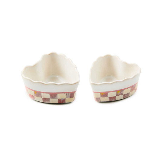 MacKenzie-Childs Rosy Check Everyday Heart Ramekins