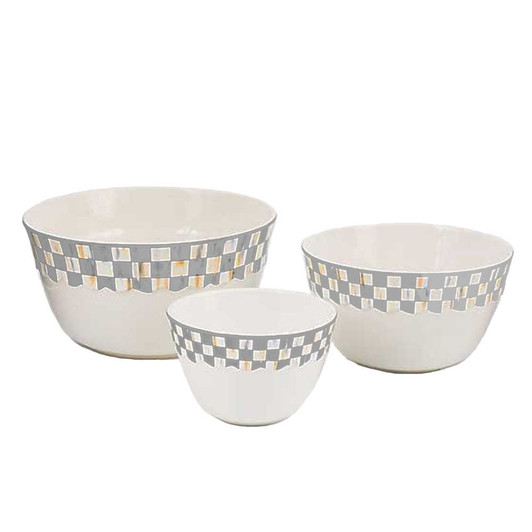 MacKenzie-Childs Sterling Check Everyday Mixing Bowl Set