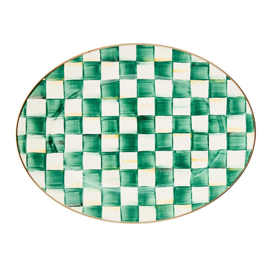 MacKenzie-Childs Emerald Check Medium Oval Platter